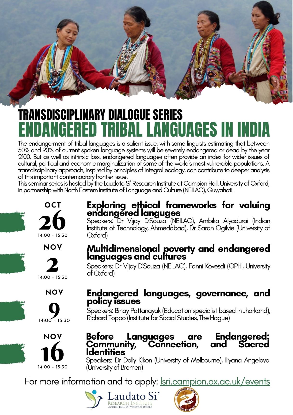 Poster for 'endangered tribal languages in India' seminar series